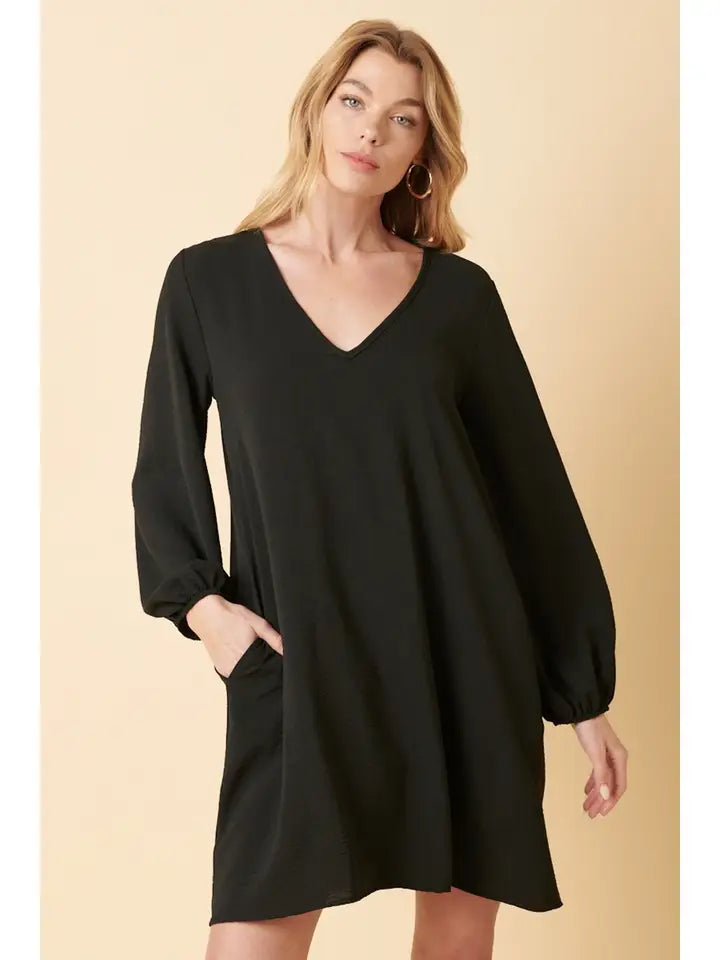 Regina Airflow Long Sleeve V-Neck Tunic Mini Dress