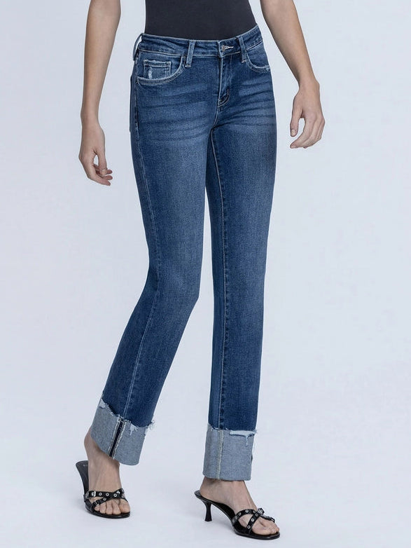 Sting Mid Rise Cuffed Slim Straight Jeans