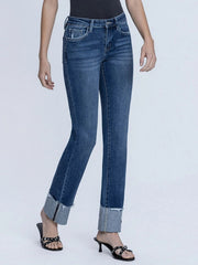 Sting Mid Rise Cuffed Slim Straight Jeans