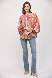 Adrienne Puff Sleeve Button Down Chiffon Blouse