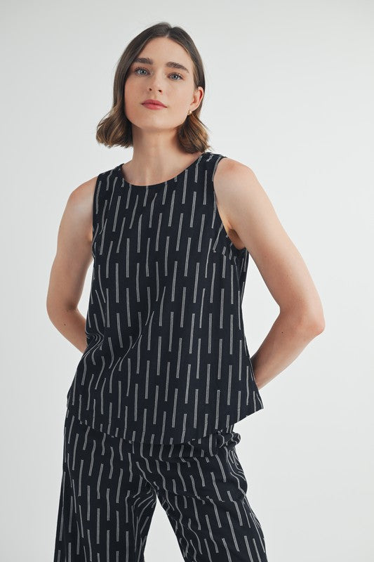 Jena Patterned Woven Muslin Sleeveless Top