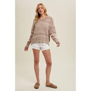 Landrie Melange Stripe Scoop Neck Sweater