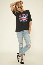 Def Leppard Union Jack Logo Distressed Graphic Tee