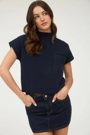 Charlee Mock Neck Short Sleeve Sweater