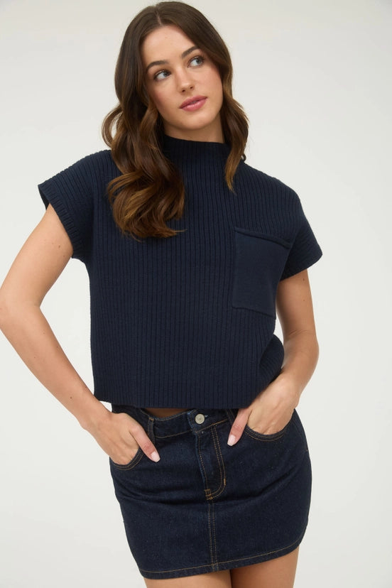 Charlee Mock Neck Short Sleeve Sweater