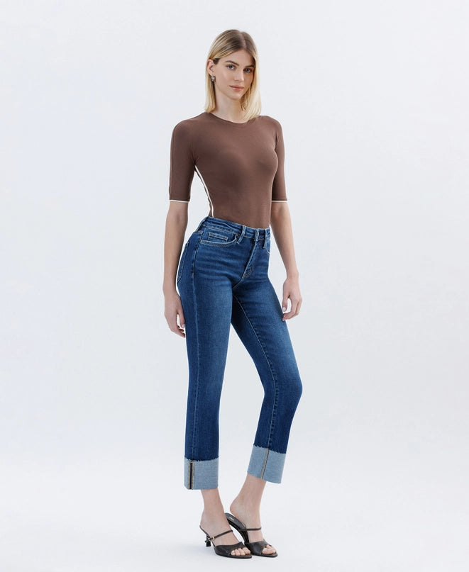 Seger High Rise Cuffed Slim Straight Ankle Crop Jeans