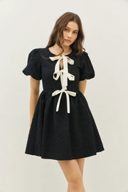 Belladonna Bubble Textured Bow-Tie Front Mini Dress