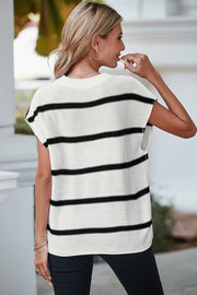 Vera Oversized Sleeveless Striped Sweater Tee