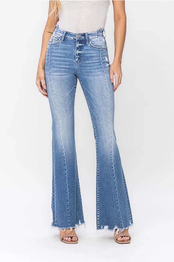 Groovy High Rise Panel Flare with Uneven Waist Jeans