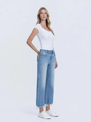 Barbwire High Rise Crop Slim Wide Jeans