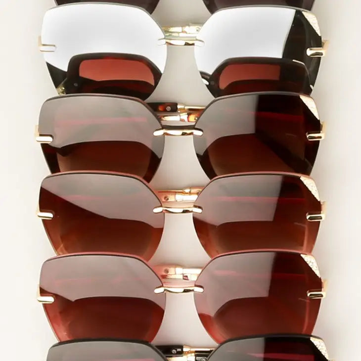 Farrah Oversized Square Sunglasses with Rhinestone Corners