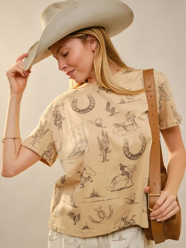 Giddy Up Western Printed Graphic Tee