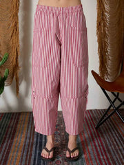 Rizzy Red Ticking Stripe Barrel Pants