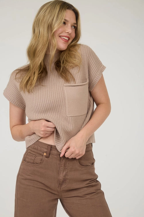 Charlee Mock Neck Short Sleeve Sweater