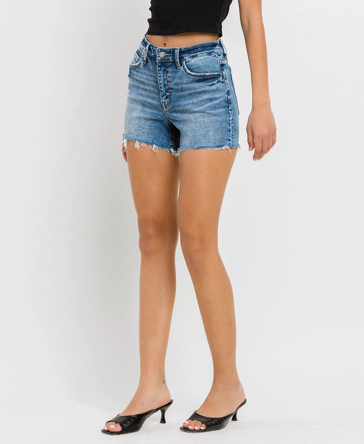 Vervet High Rise Raw Hem Denim Shorts