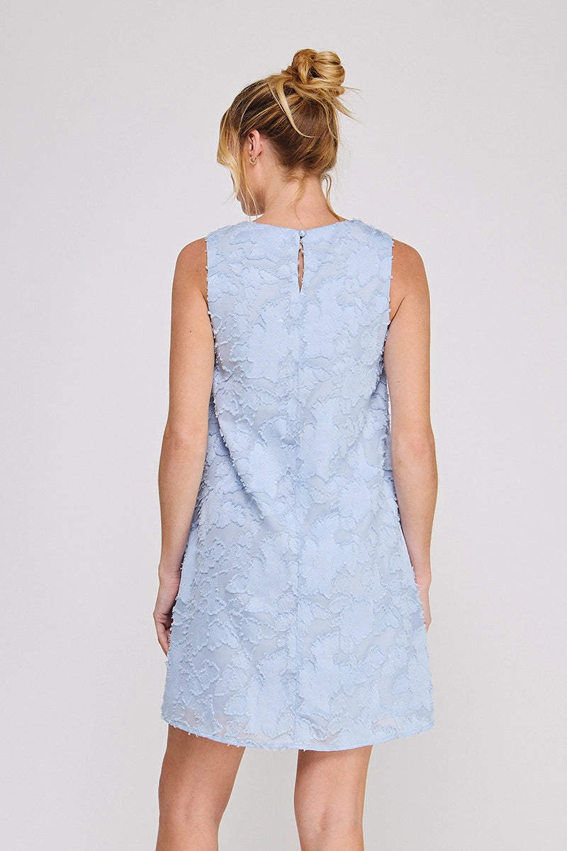 Melanie Floral Clip Jacquard Sleeveless A-Line Mini Dress