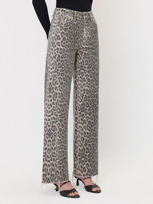 Leopard King High Rise Wide Leg Jeans
