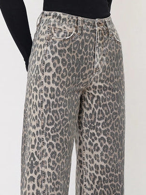 Leopard King High Rise Wide Leg Jeans