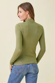 Carleigh Long Sleeve Ribbed Mock Neck Top