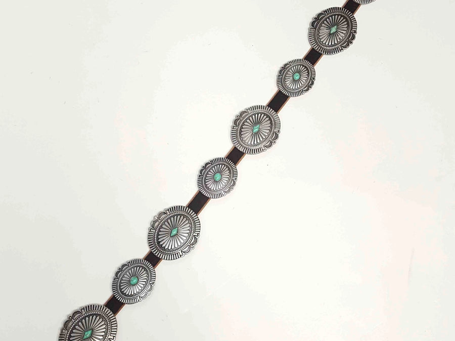 Pueblo Full Concho Distressed Leather Belt