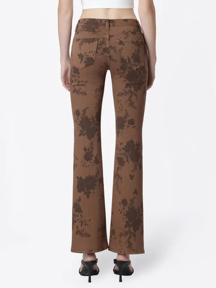 Chocolate Roses Low Rise Floral Bootcut Denim Jeans