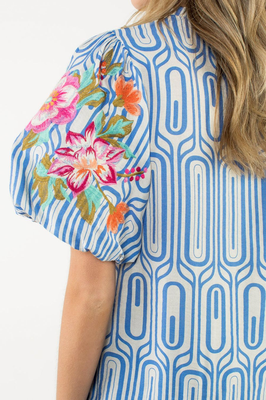 Garden Gate Puff Sleeve Embroidered Top by THML
