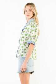 Dotted Daisies Ruffle Trim Blouse by THML