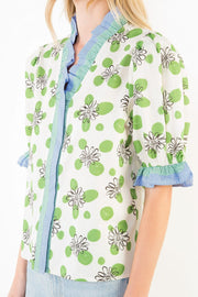 Dotted Daisies Ruffle Trim Blouse by THML