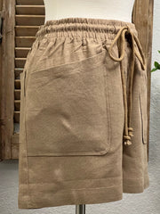 Maeve Comfy Linen Shorts with Drawstring Waist and Hip Pockets.