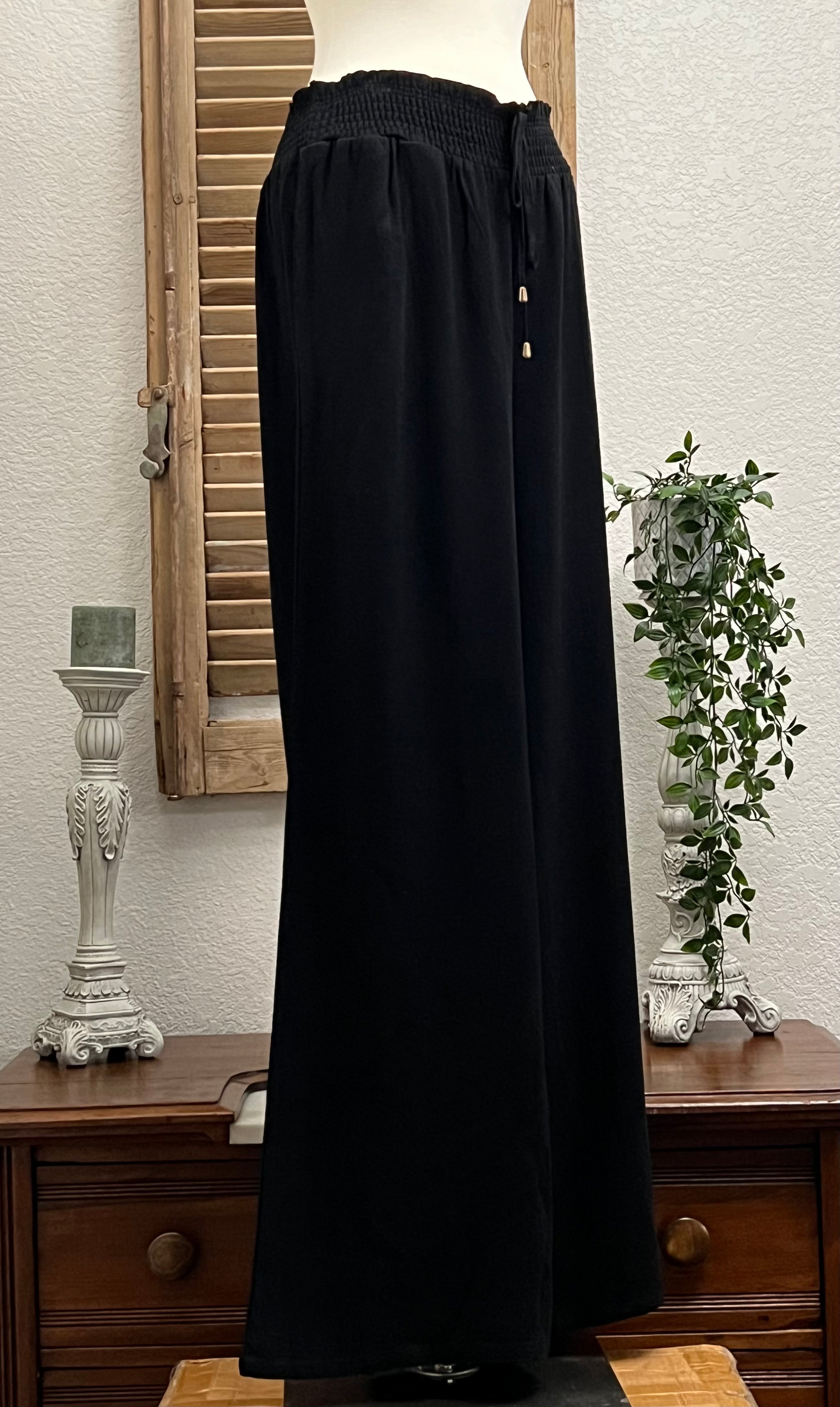 Sadie Soft Linen Smocked Waist Wide Leg Pant