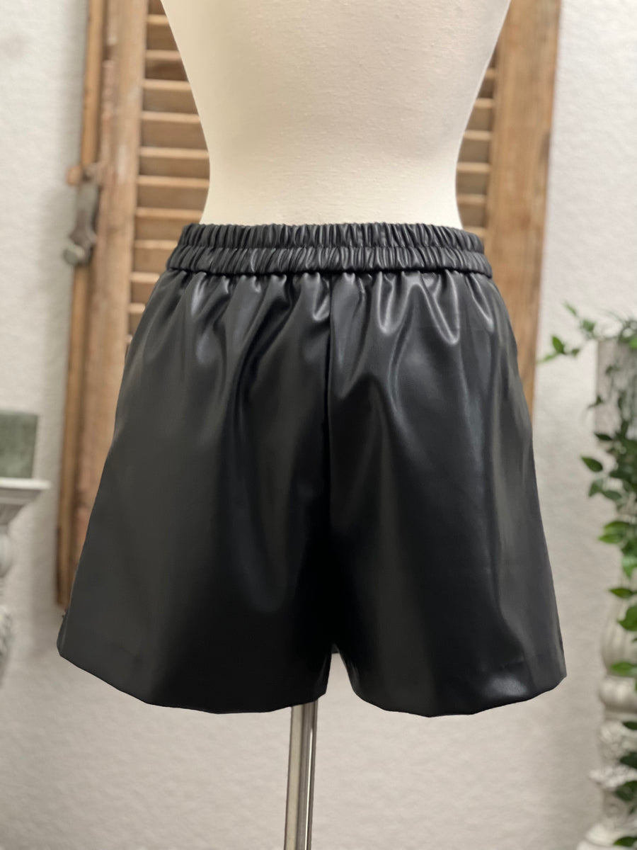 Simone High Waist Faux Leather Shorts