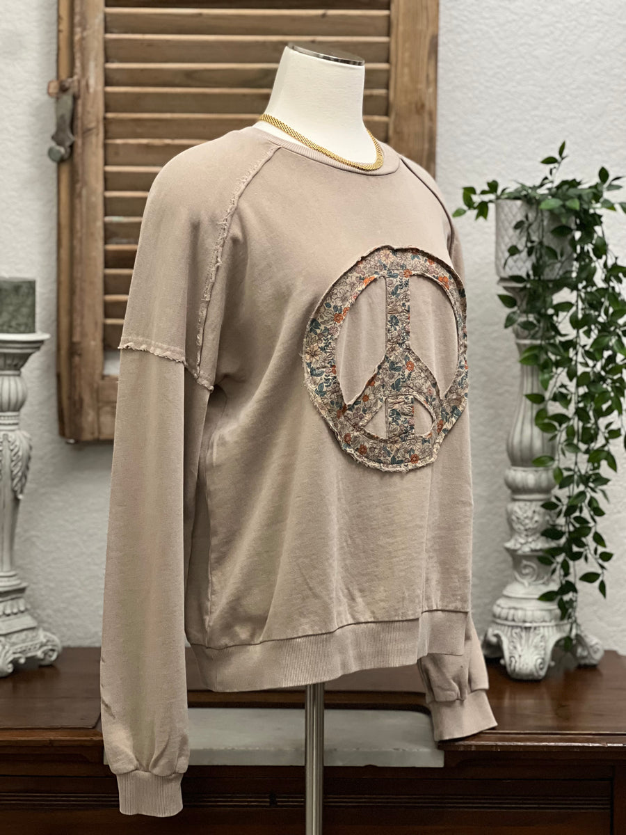 Dixie Long Sleeve Mineral Washed Peace Lounge Tee
