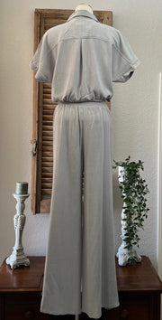 Melissa Linen Smocked Waist Wide Leg Pants