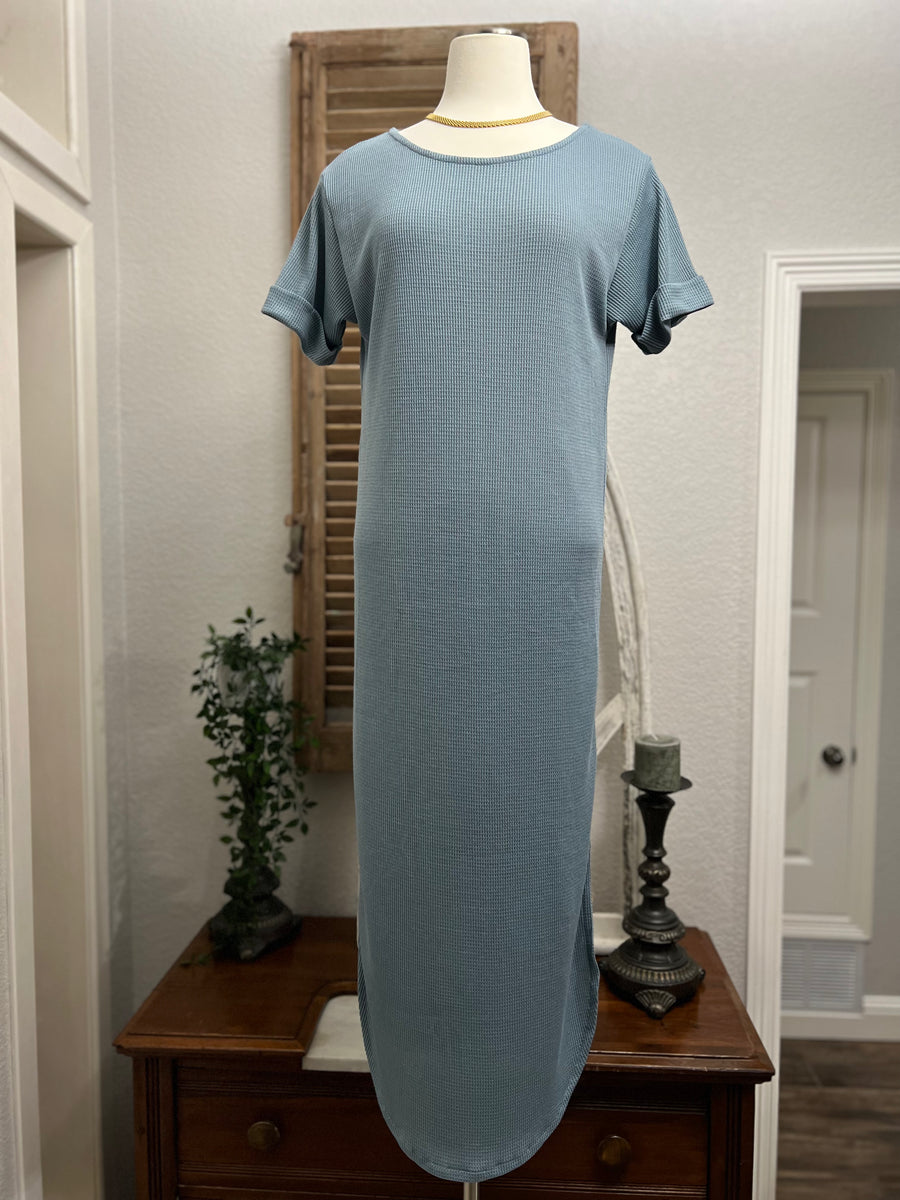Kady Mini Waffle Knit Midi Dress with Rounded Hem The 1408 Boutique Lingerie Kady Mini Waffle Knit Midi Dress with Rounded Hem The 1408 Boutique Lingerie