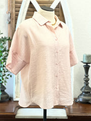Rose' Button Closure Short Sleeve Top
