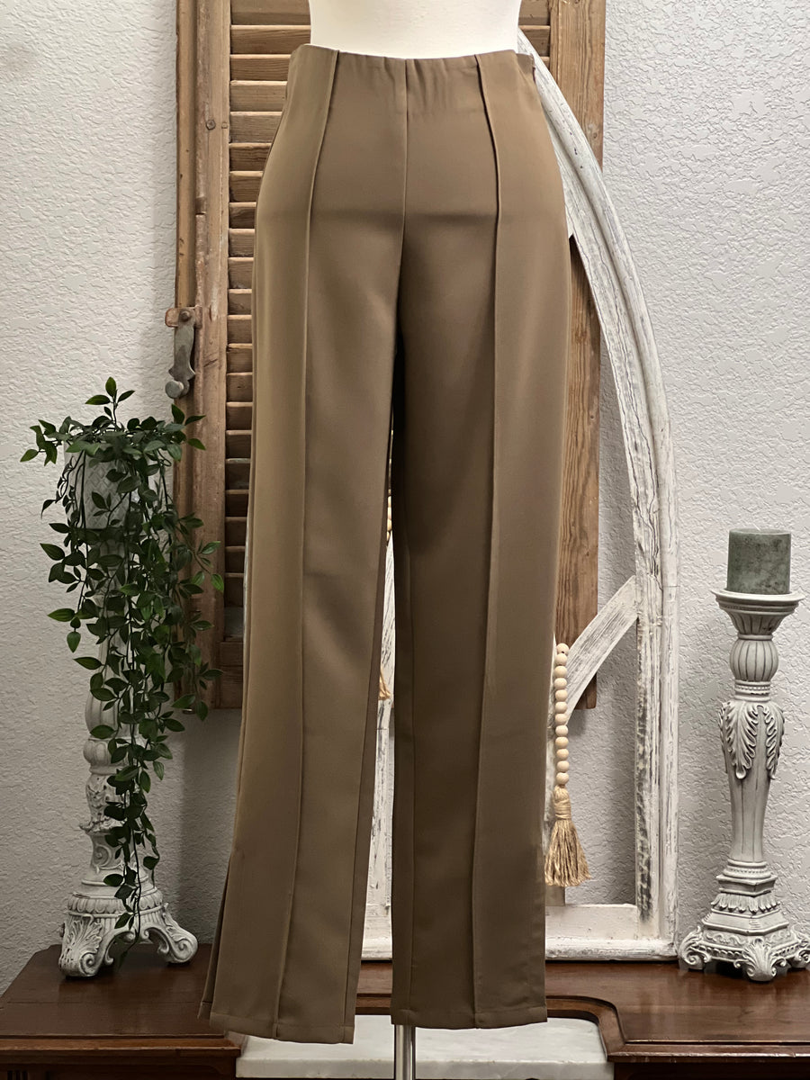 Selena Pencil Leg Crop Dress Pant with Sexy Side Slit Hem