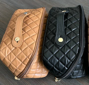 Check-Mate! Large Checkered Diagonal Zip Makeup Bag Cosmetic Travel Case