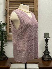 Hallie V-Neckline Knit Sleeveless Sweater Top with Wrap Open Loop Back