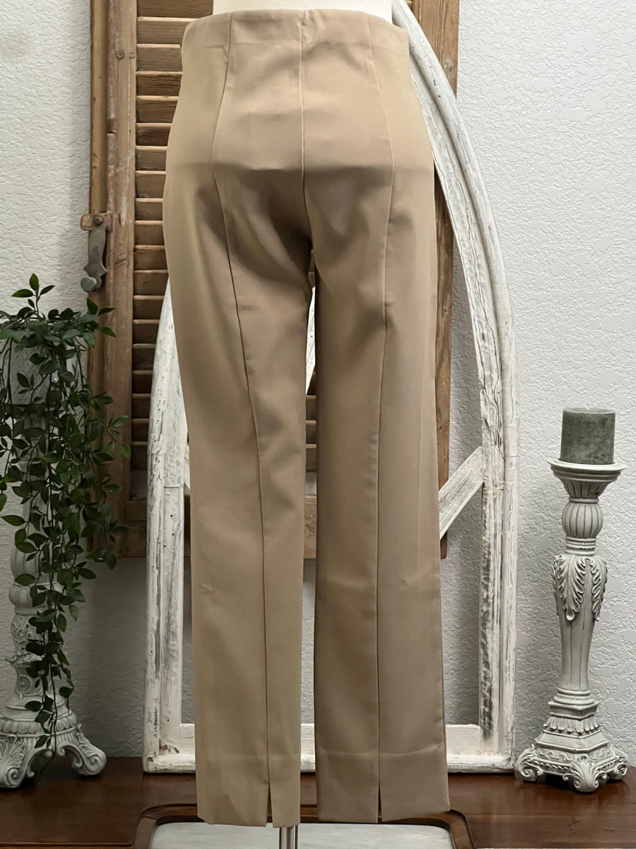 Serena Pencil Leg Crop Dress Pant with Sexy Back Slit Hem