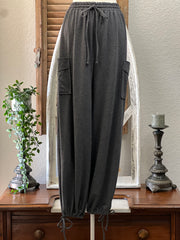 Jasmine Palazzo Harem Pants with Drawstring Bottom and Cargo Pockets