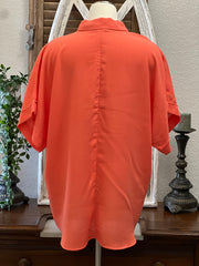 Alexis Oversized Collared Half Button Front Tunic Top