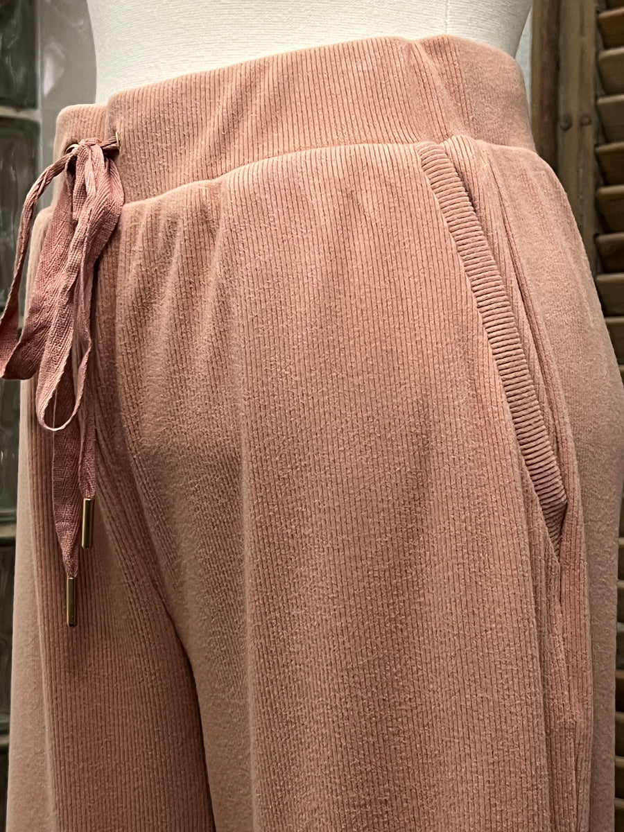 Brielle Soft Corduroy Knit Drawstring Lounge Pants