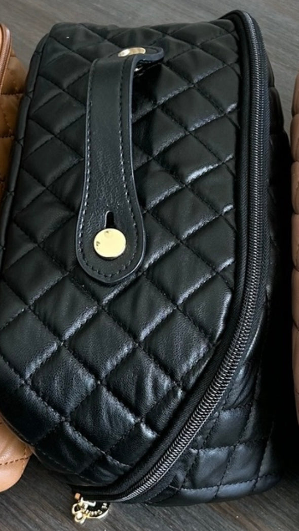 Check-Mate! Large Checkered Diagonal Zip Makeup Bag Cosmetic Travel Case