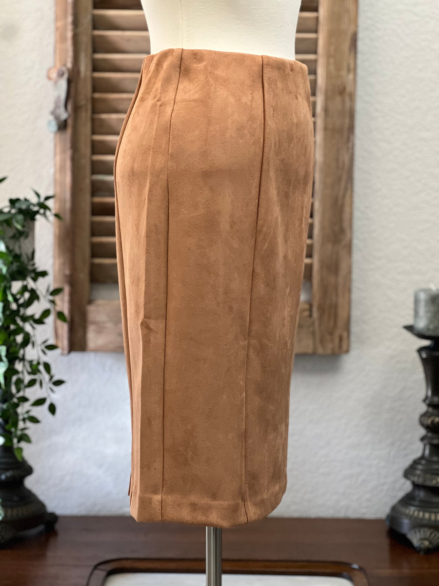Sedona Soft Stretch Butter Suede Fitted Pencil Skirt