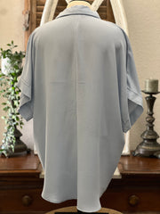 Alexis Oversized Collared Half Button Front Tunic Top