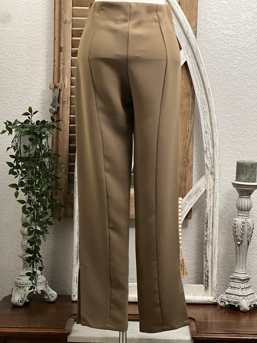 Selena Pencil Leg Crop Dress Pant with Sexy Side Slit Hem