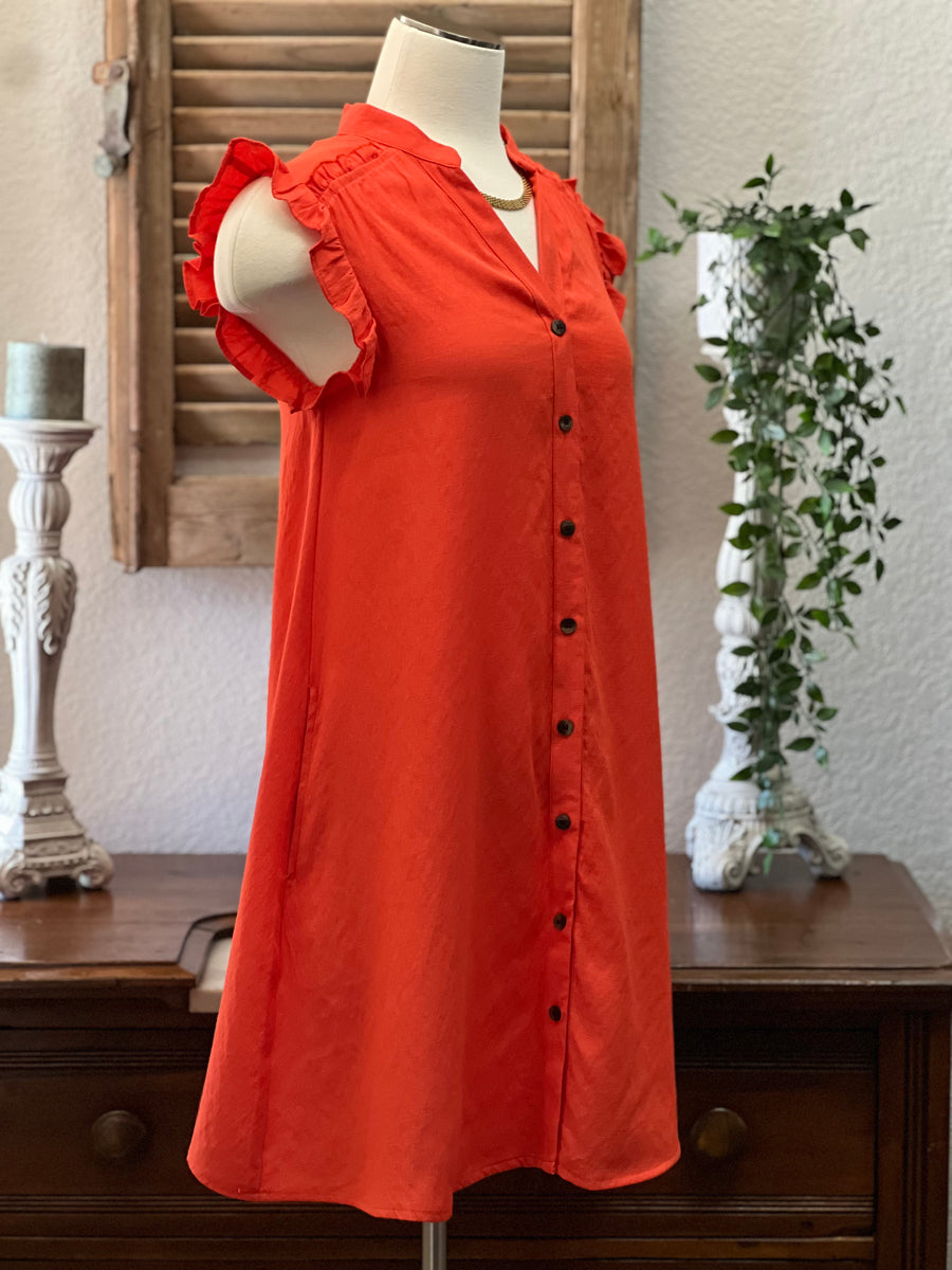 Carmen Ruffle Cap Sleeve Mini Dress