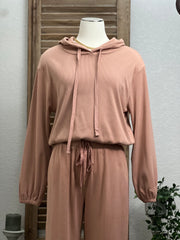 Brielle Soft Corduroy Knit Hoodie with Fitted Waist