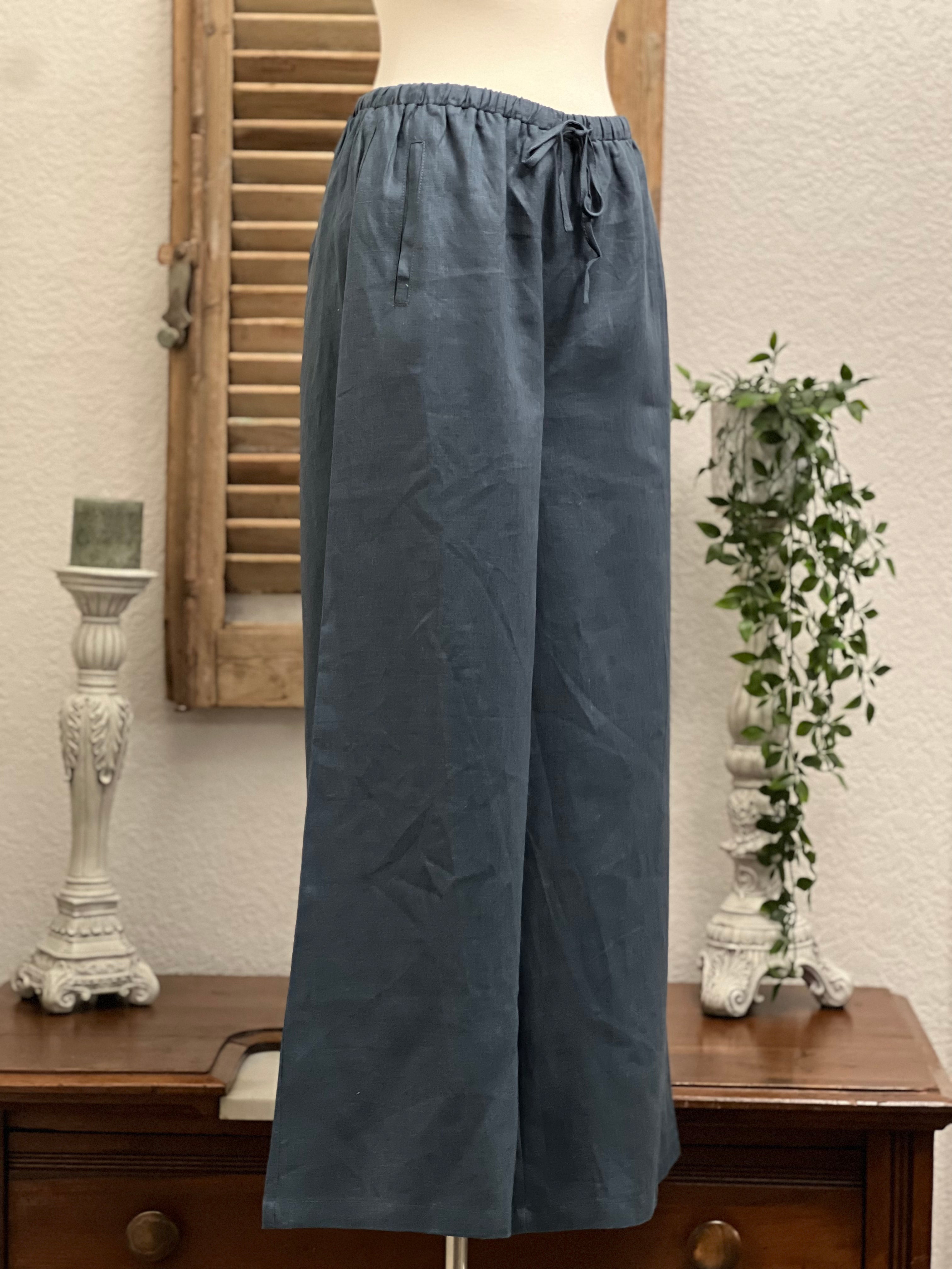 Holland Long Line Wide Leg Linen Crop Pant