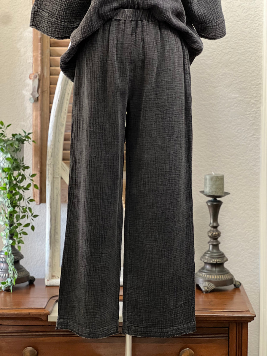 Daphne Wide Leg Gauze Crop Pant